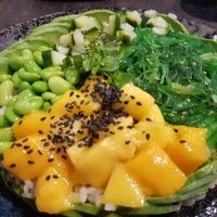 Mango poke bowl - vegan at The Avocado Show in Brussels