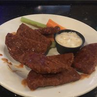 Vegan hot wings with vegan ranch  at Harvey's Restaurant and Bar in Saratoga Springs