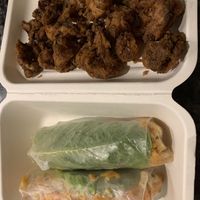 Summer roll and fried cauliflower at St. Veg in Rockville