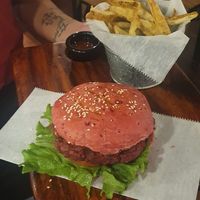 Vegan burger at The Open Kitchen in Monteverde