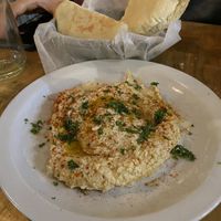 Hummus and “pita” bread  at The Open Kitchen in Monteverde