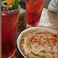 Hummus and iced teas   at The Open Kitchen in Monteverde