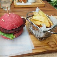 Vegan burger, about 8000 colones at The Open Kitchen in Monteverde