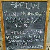 Prominent vegan special (off-menu) at The Open Kitchen in Monteverde