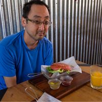 Vegan burger made with beet and lentils at The Open Kitchen in Monteverde