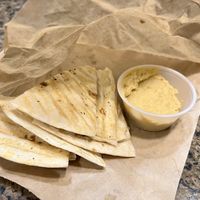 Pita and freshly made hummus   at Alkalicious Cold Pressed Juice Bar in Chesapeake