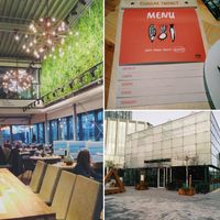 The greenhouse: outside, inside vertical garden and menu at The Green House in Utrecht