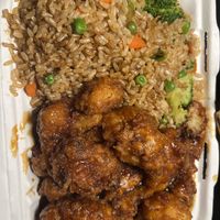 Fried rice with General Tso’s cauliflower   at A Live Kitchen in Queens