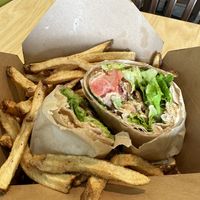 BLTA with fries.   at A Live Kitchen in Queens