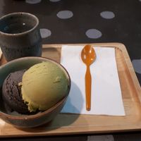 Avocado and black sesame vegan icecream at Om La Mai in Chiang Rai