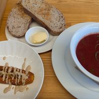Roasted carrot and soup-of-the-day at The Suter Cafe in Nelson