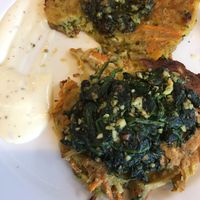 Fritters with spinach at The Suter Cafe in Nelson