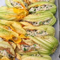 Stuffed zuchini flowers  at Sixta in Toulouse