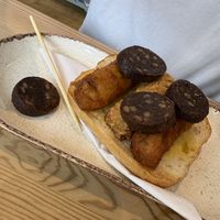 Sausage & black pudding roll  at Heidi's Grasmere Lodge in Grasmere