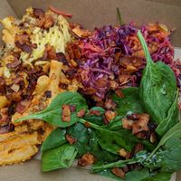 Mac and cheese + salad at Roots & Shoots Cafe in Bath