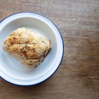Vegan Sausage and Onion Roll at Roots & Shoots Cafe in Bath