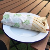 Chickless and crispy facon wrap at Roots & Shoots Cafe in Bath