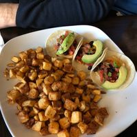 Marinated tacos with veggies and potatoes at Eggs and Jam in West Des Moines