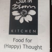 Haapy food. Menu cover. at Sun in Bloom in Brooklyn