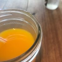 Some orange juice with ginger to start the day is always a great way to go. at Sun in Bloom in Brooklyn