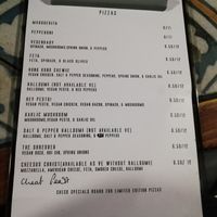 Pizza menu at Outpost in Liverpool