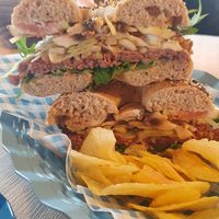Beyond Mushroom Bagel at Bagelboys Restaurant & Bakery in Zurich