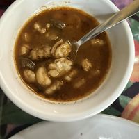 Vegan pozole with mushrooms  at Planeta Vegetariano in Puerto Vallarta