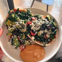 Pizza pitas  at Peace & Bowl in Playa Del Carmen