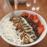 Chocolate smoothie bowl   at Peace & Bowl in Playa Del Carmen