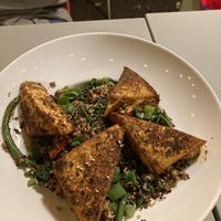 Stir fry bowl  blackened tofu.  Huge portion at Moondog in Key West