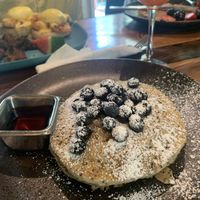 Blueberry Lemon-Quinoa pancakes, Guava mimosa at Moondog in Key West