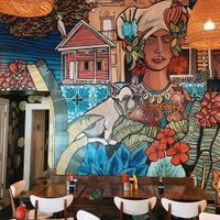 some of the inside seating at Moondog in Key West