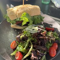  Veggie burgers and side salad (mixed greens, shaved fennel, balsamic vinaigrette)  at Moondog in Key West