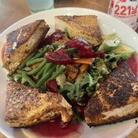 Avocado and veggie salad with blackened tofu    at Moondog in Key West