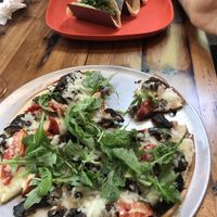 Mushroom pizza and tofu tacos. (I couldn’t wait) at Moondog in Key West