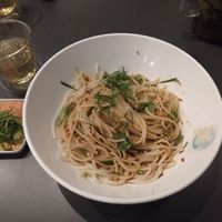 Crispy shallot noodles with sweet soy sauce - ginger vinegar and extra garlic on the side at BamBamBoo in Perth