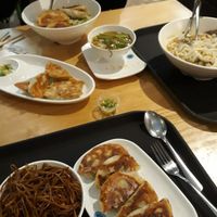 Fried vegetable dumplings and stir fried noodles at BamBamBoo in Perth