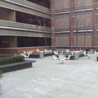 Park across the street with seats for eating at sweetgreen - 55th in New York City