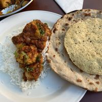 Aloo Gobi with Rotti & Papadums  at Little India in Nelson
