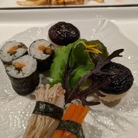 Vegan sushi and tempura at Natural House Pumpkin in Hakuba