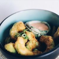 Avocado fries with vegan mayo sauce at Rull in Tallinn