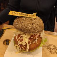 Vegan burger at FUD in Milan