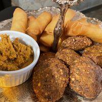 Falafel, Hummus and spring rolls  at Leja in Siauliai