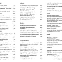 Menu at Leja in Siauliai