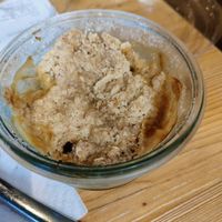 Rhubarb crumble at Le Café Potager in Strasbourg