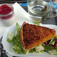 Carrot quiche and chiapudding at Le Café Potager in Strasbourg