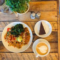 Buddha bowl and salted caramel cake at The Happy Pear in Greystones