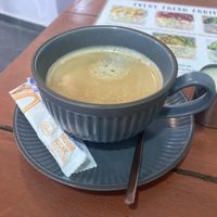 Hot coffee with almond milkk  at Every Fresh Bar in Penang