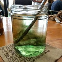 They put chlorophyll in the water! at Kreation Organic Kafe & Juicery in Santa Monica