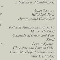 Afternoon tea menu at South Causey Inn in Stanley